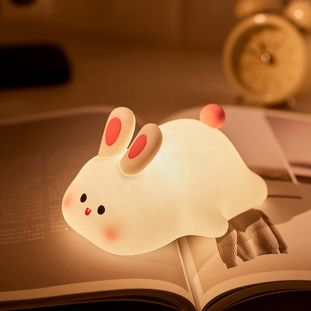 High Quality Bunny Baby Rabbit LED Night Lights Kids Lamp Animal Rabbit Silicone Lights for Children Bedroom Decoration Gifts