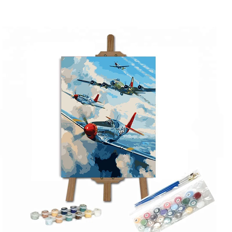 ROYALDREAM New Design Plane Oil Painting by Number for Kids Adults  Wall Art Paints