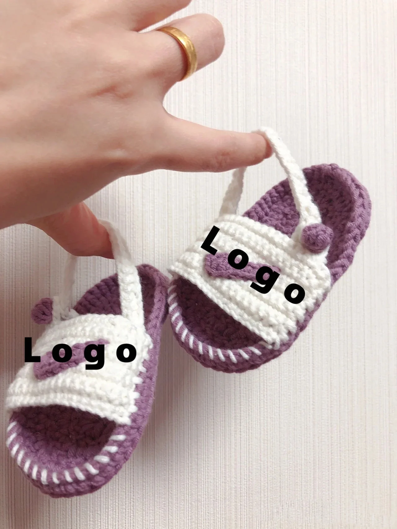 Customized Cute Baby Shoes Summer Spring Korean Custom Logo Sandals Hand Crochet Shoes Kid Candy Colors