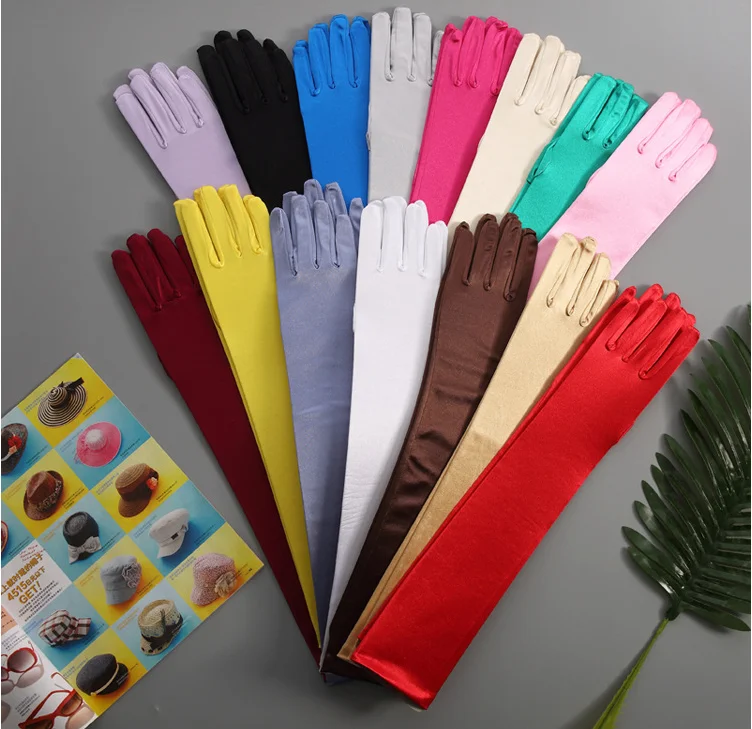 Women Over Elbow Long Black /White/Red Evening Gloves Wholesale