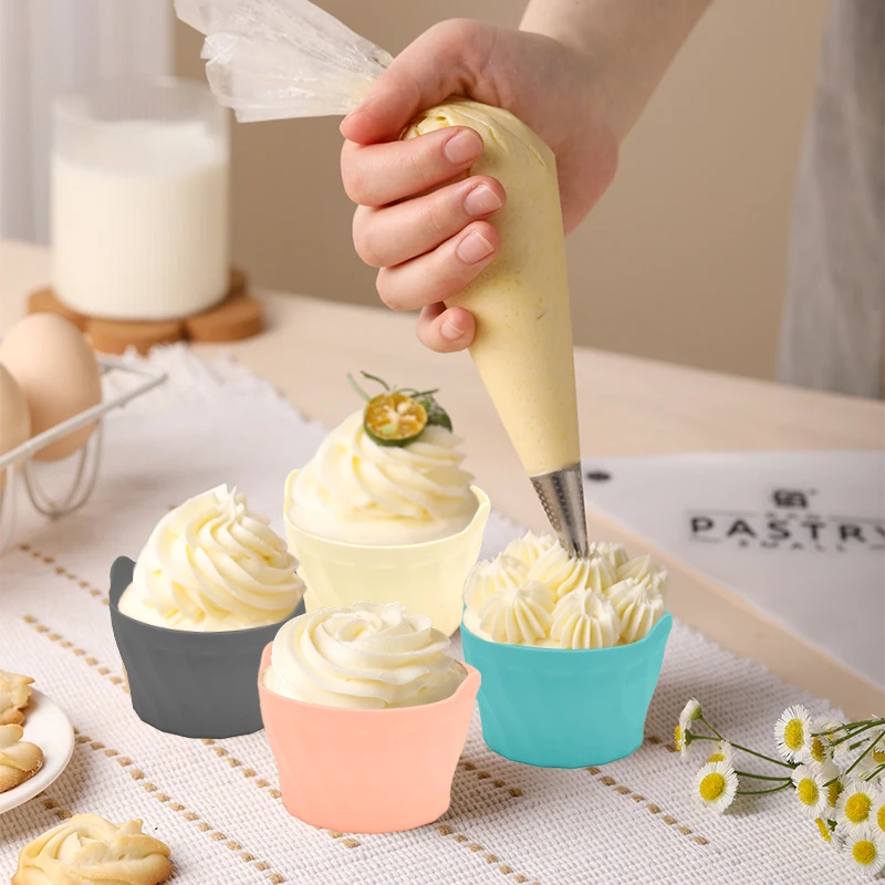 12 Pack Reusable Non-stick Large Silicone Baking Cups 3.4 Inch Jumbo Silicone Cupcake Liners Cake Molds