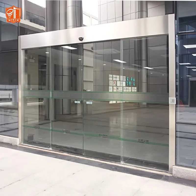 Custom automatic glass sliding door for shop supermarket