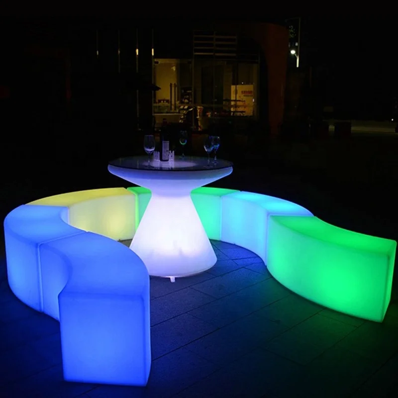 Wholesale LED Curved Benches LED Bar bench curved outdoor bench stool