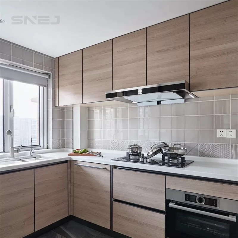 SNEJ Minimalist Kitchen Cabinet for Villa MDF Custom Kitchen Cabinets Superior Quality Kitchen Furniture