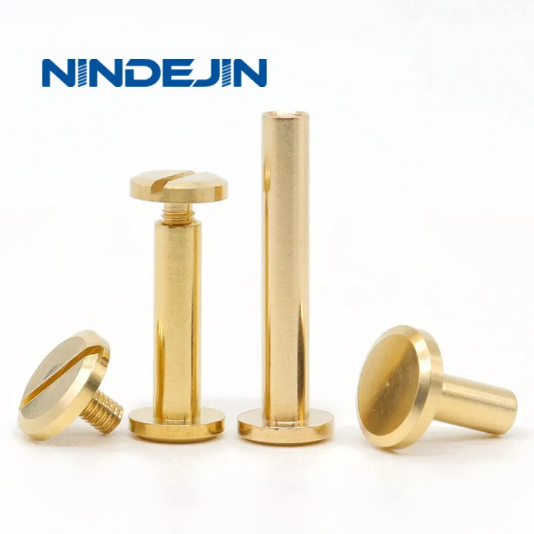 Custom Binding Post Screw Rivet Slotted Brass Chicago Screw for Leather