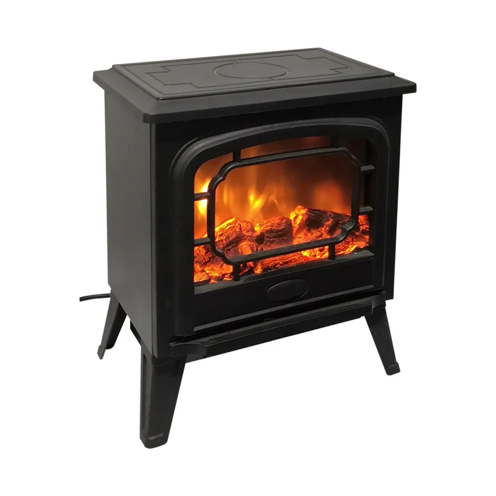 Оптовая продажа, низкая цена, маленький черный автономный комнатный декоративный электрический камин с пламенем