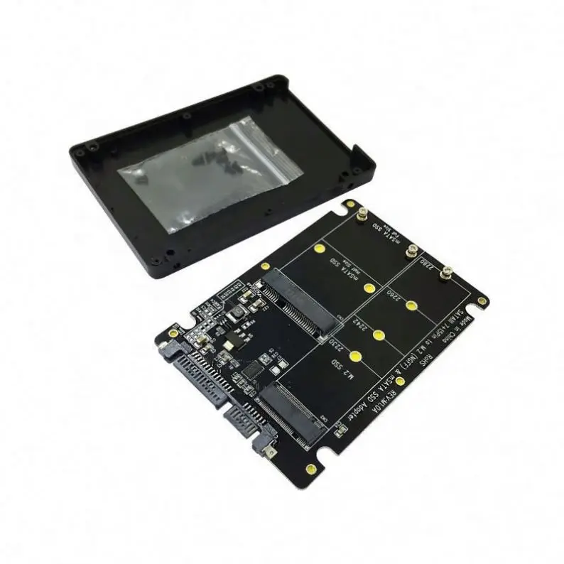 M.2 NGFF to SATA3 Transfer Box and MSATA to SATA Hard Disk Box 2 in 1 SSD Adapter Card
