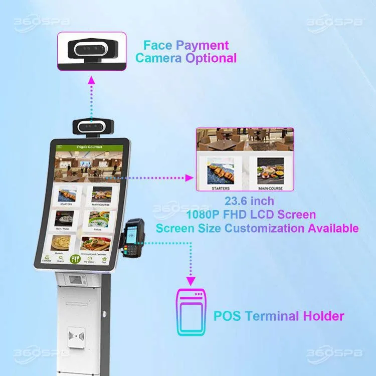 360SPB credit card kiosk self ordering touch screen kiosk in restaurant