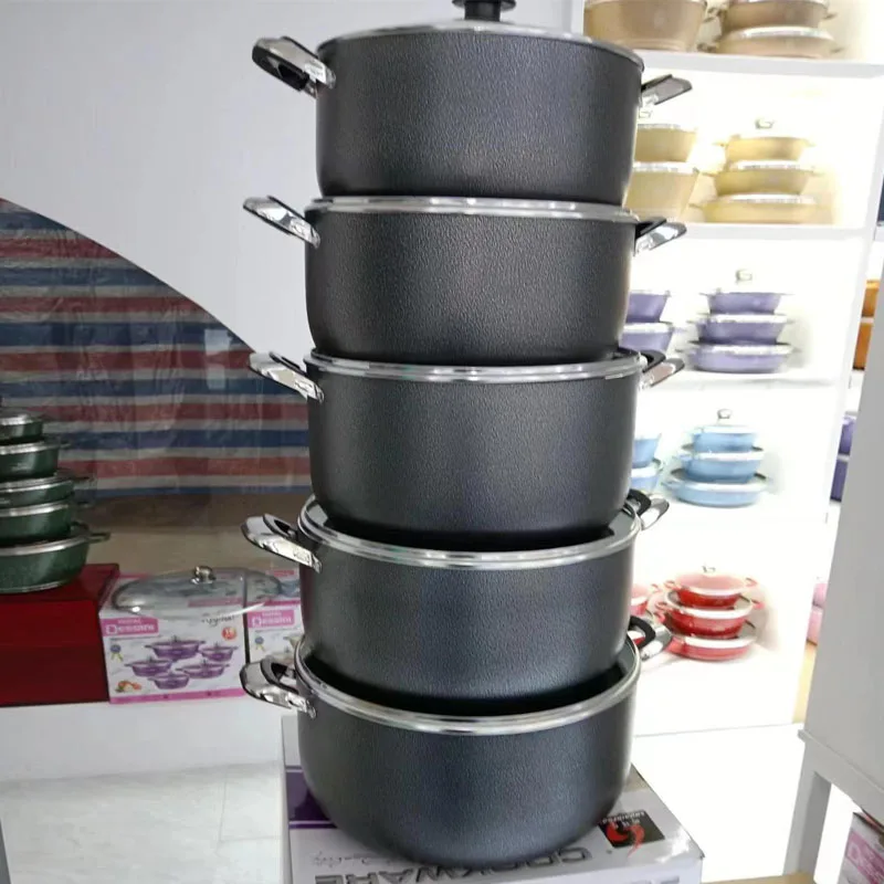 Kitchenware aluminium non-stick pressed korean style soup pot set 5PC Cookware set