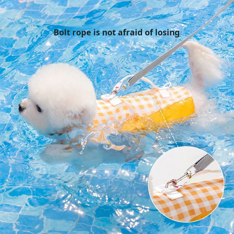 Fast Shipping Wholesale Manufacturer Waterproof Adjustable Swimming Pool Dog Life Jacket Yellow Luxury Pet Saving Jacket