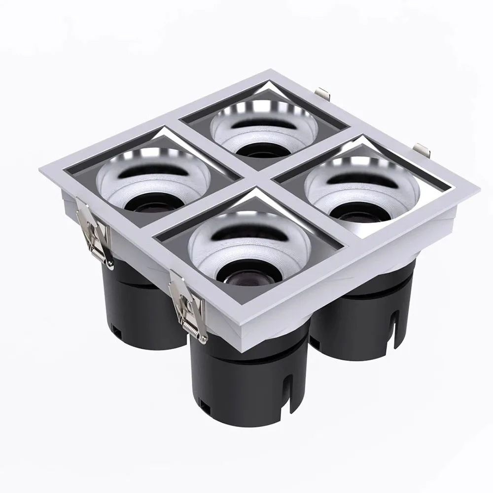 TOP Quality Living Room Indoor Frameless Angle Adjustable Rcessed Aluminum Square Led Spotlight 12W*4 15W*4