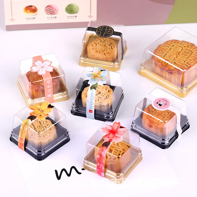 Round Egg Yolk Crisp Mousse Biscuit Pvc Blister Packaging Box Transparent Plastic Cake Baking Box