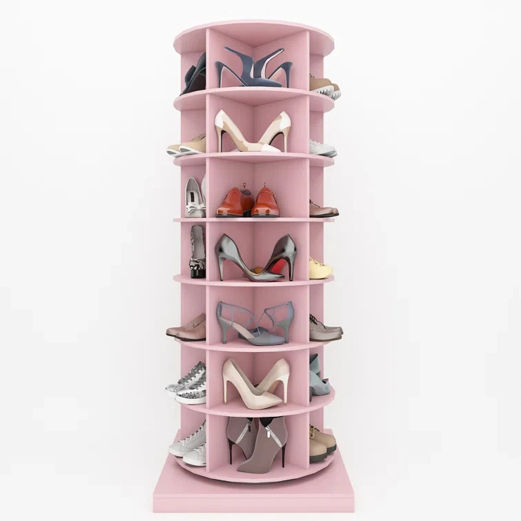Shoe rack rotatable storage organizer rotating 360 plastic shoe rack cabinet