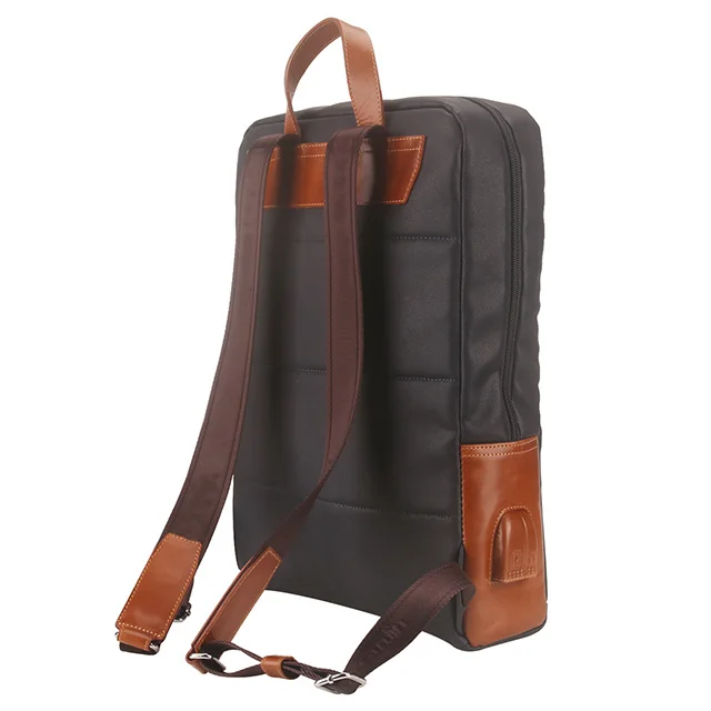 
Custom canvas genuine leather waterproof Mobile USB rechargeable for men laptop backpacks 