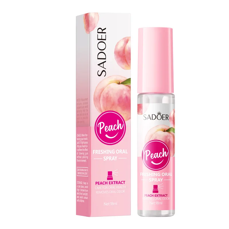 Private Label SADOER Lemon Mint Peach Extract Bacteria Removal Fresh Breath Oral Spray For Bad Breath
