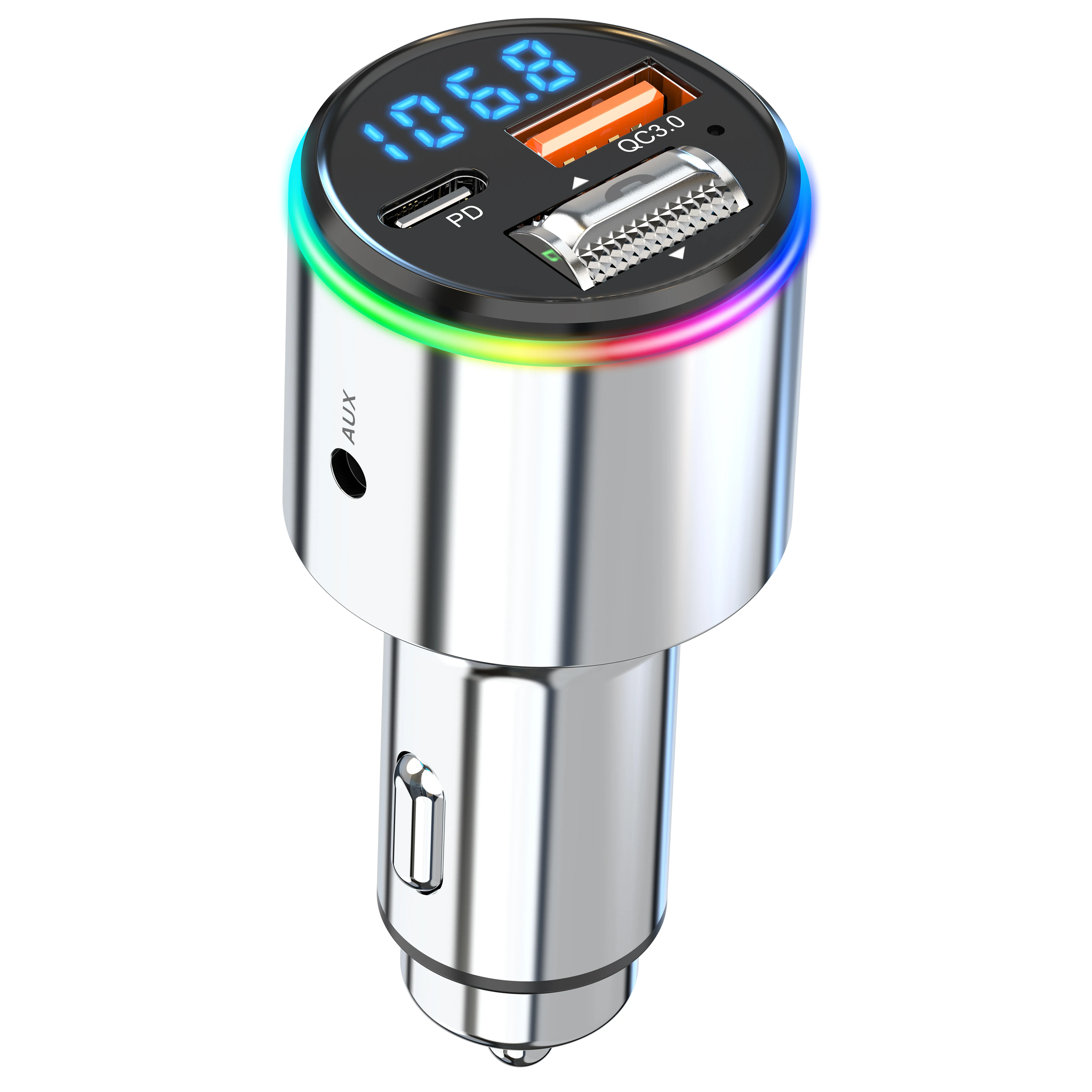 Multi-Function FM Transmitter Car Kit With MP3 Player Wireless Handsfree Style With QC 3.0 Quick Charging