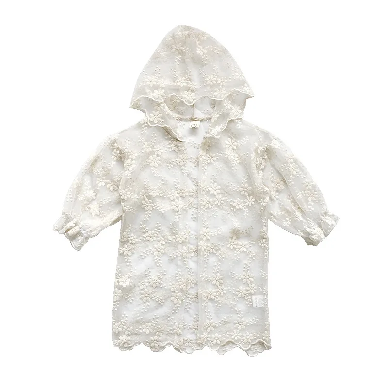 2021 Summer Children Girl Beige Lace Long Sleeve Cardigan Jacket 2-9T