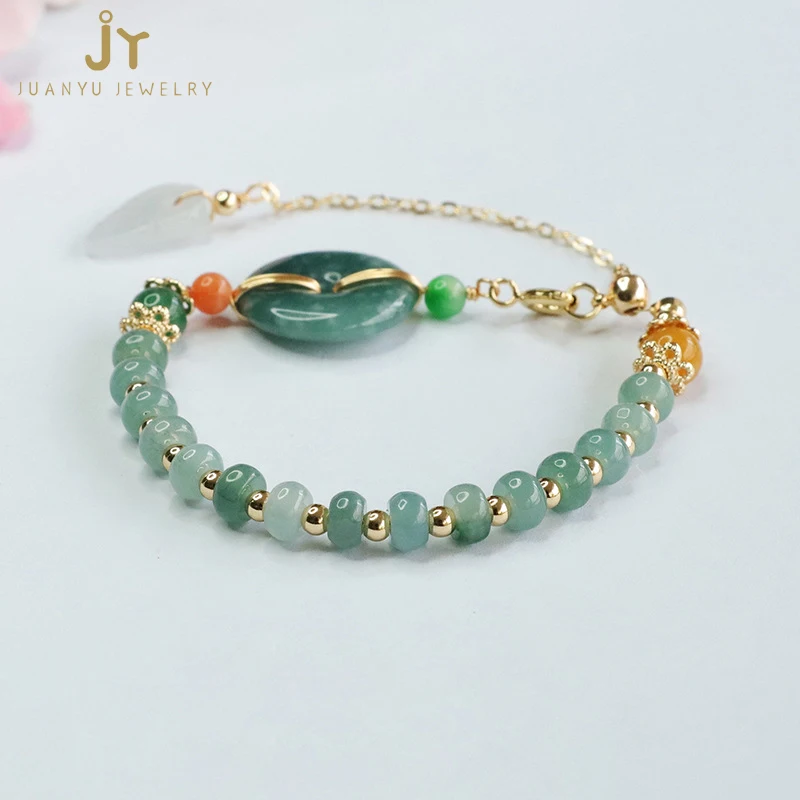 Wholesale Natural Stone Round Donut Bracelet Fashion Jewelry Handcarved Jadeite bracelet Myanmar Buckle Green Jade bracelet