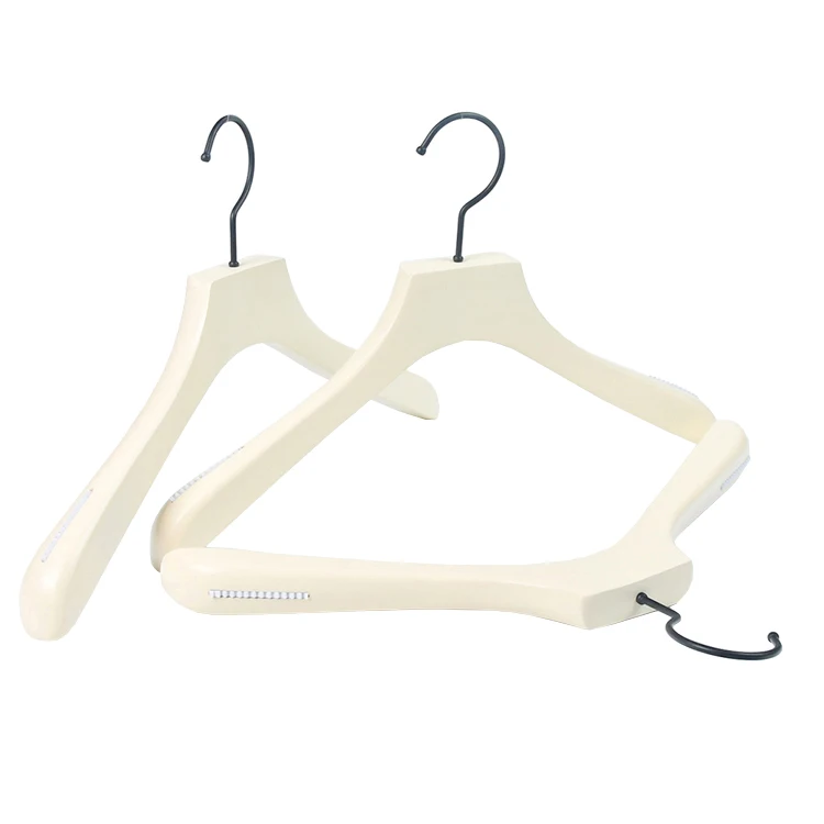Customized White Wooden Coat Hanger Luxury Clothes Hanger For Clothing