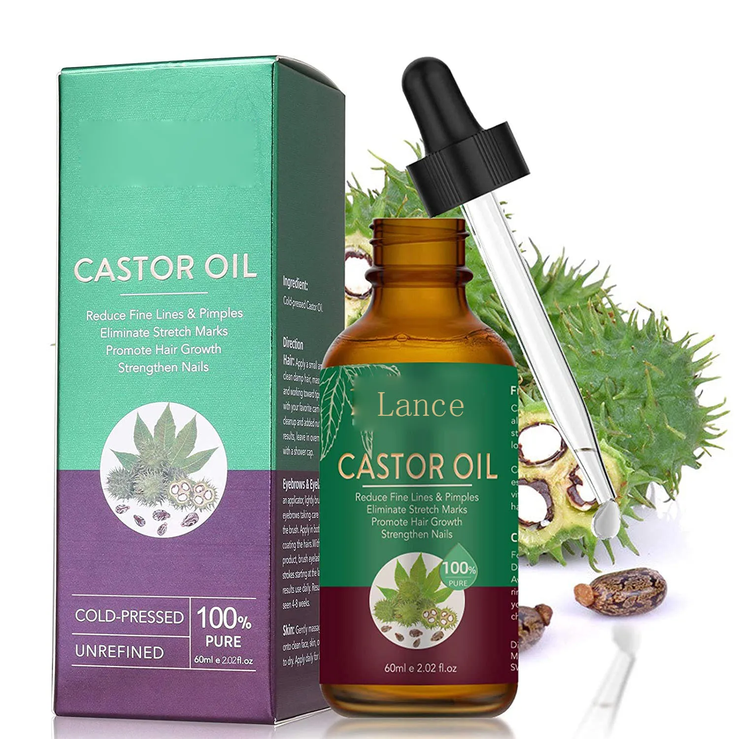 Private Label Organic Castor Extract Essential Oil Anti-hair Loss Hair Growth Castor Oil