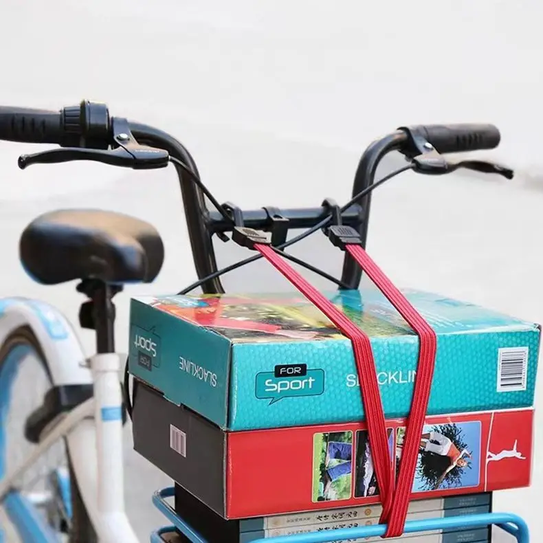 Flat Elastic Bungee Fitness Cord With Plastic Metal Hooks Bicycle Straps Bundling Rope Elastic Rope Strapping Shelf Electric