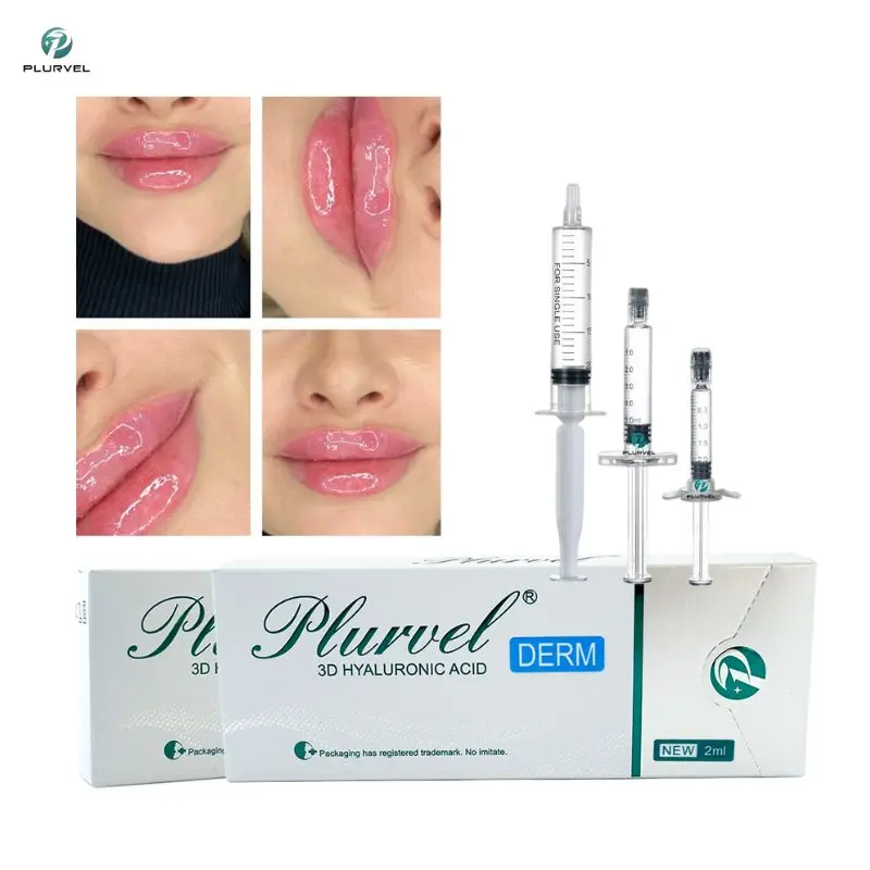 Plurvel Hyaluronic Acid 2ml 24mg/ml Pure Lips Dermal Filler Derm Injection With Needle And Lido For Lip