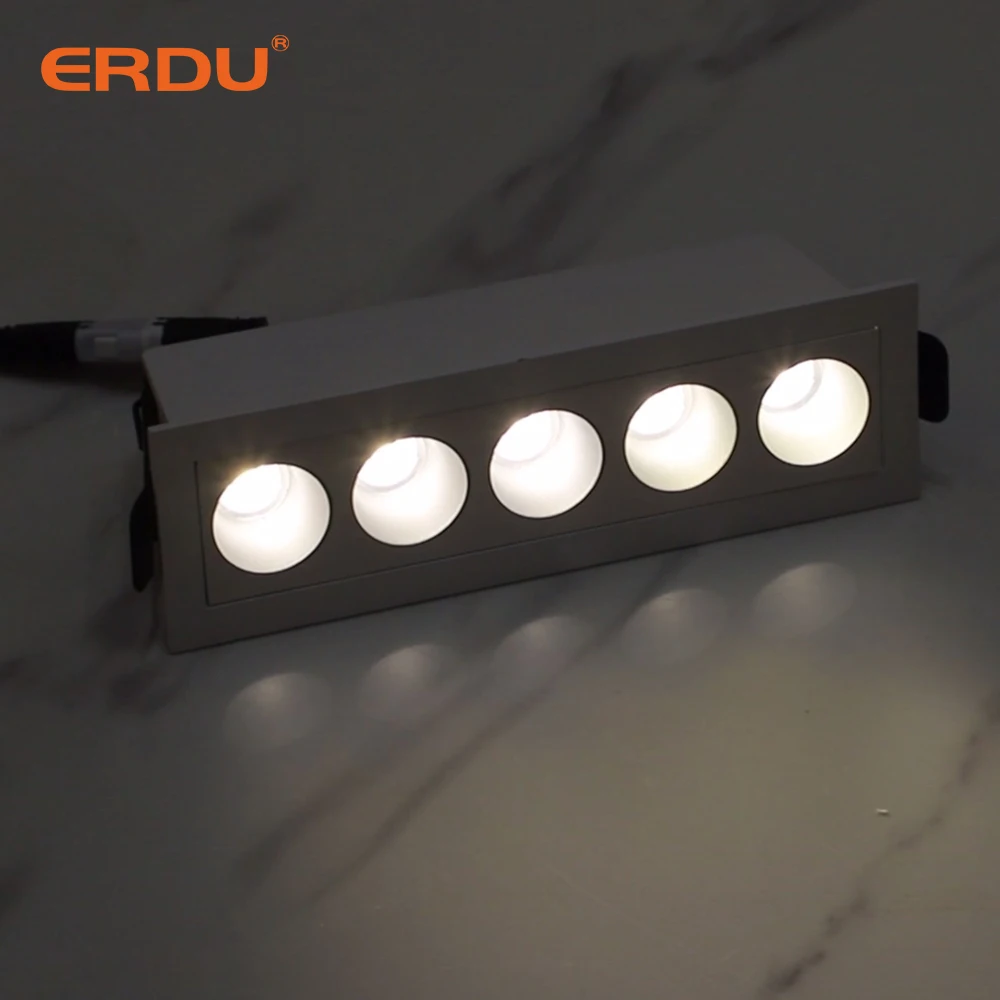 ERDU Led Grill Light Led Recessed Linear Led Spotlight with Anti Glare Lens Commercial Linear Spotlight Downlight