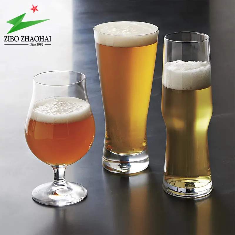 Wholesale Elegant Shaped Drinking Glasses Custom Logo Printed Clear Soda Beer