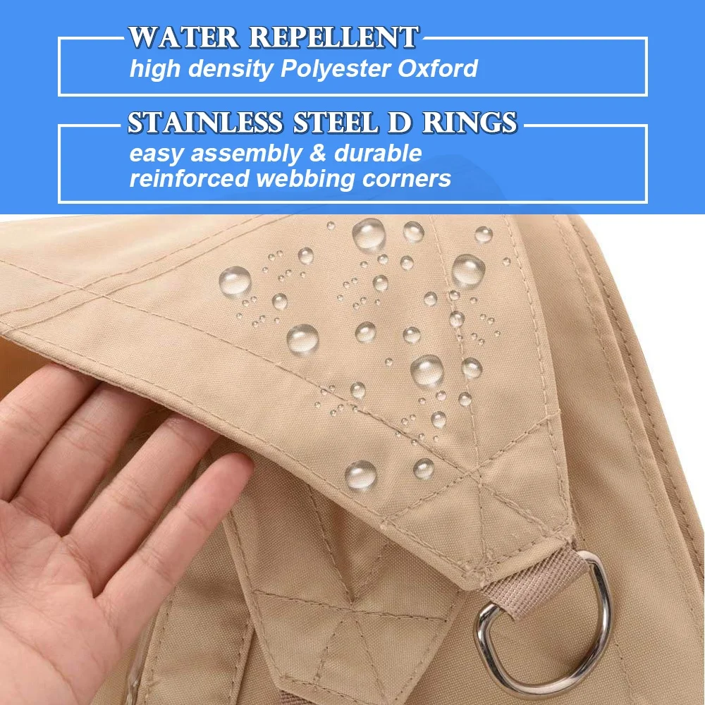 
Triangle Patio Sun Block Shade Sail 3x3x3m Waterproof Tarps Canopy LED Sun Shade Sails for Outdoor Garden 