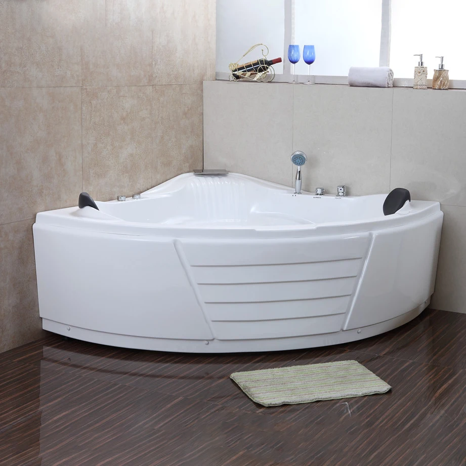 Triangle Corner Modern Home Hotel Massage Bath Tub Indoor White Acrylic Bathtub For Bathroom