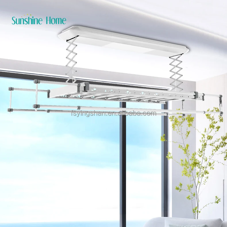Smart Houseware Custom Logo  Aluminum Clothing Rack Electric Outdoor Balcony Use Cleaning Rack with Automatic Hanger