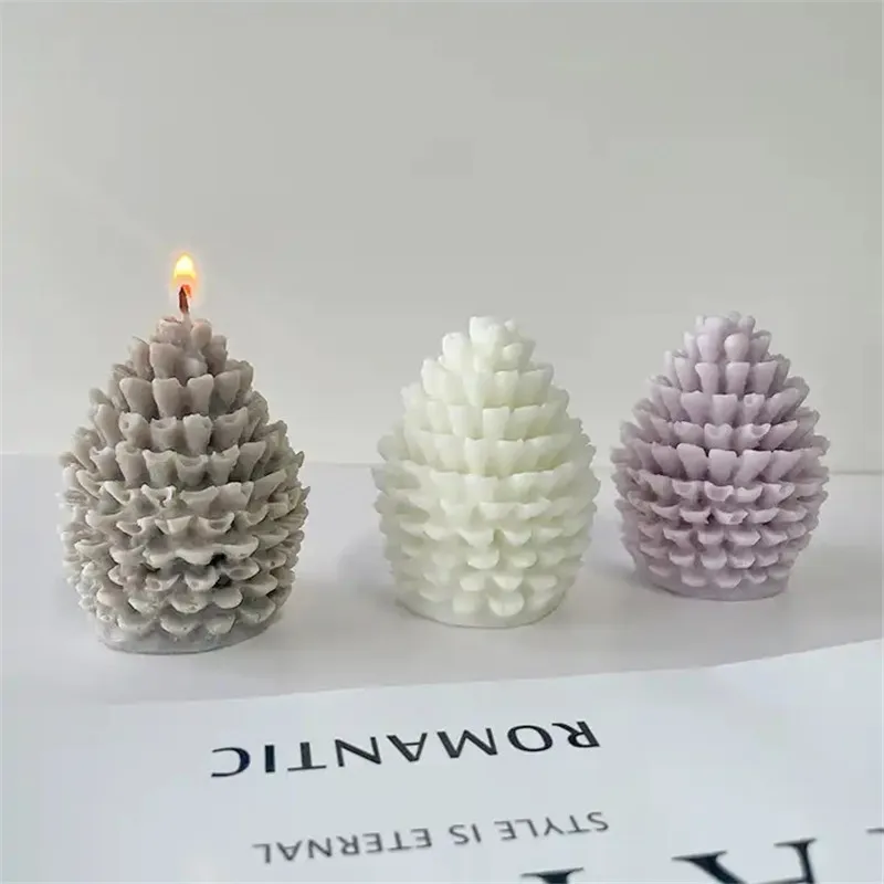 Y1043 Handmade 3D Christmas Pine Cone Silicone Resin Molds Christmas Tree Silicone Candle Mold