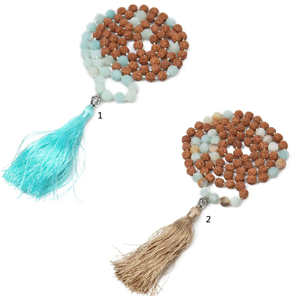 Оптовая продажа натуральный Амазонит камень тибетский biji Бодхи Четки Мала Бусы Ожерелье 108 молитва медитация Йога ювелирные изделия