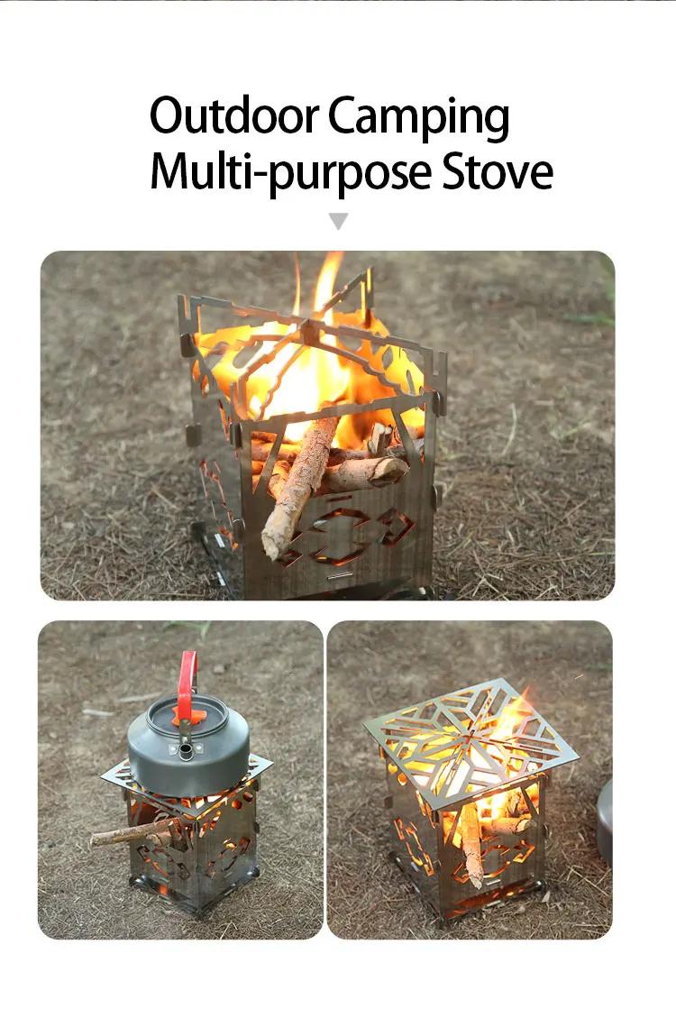Mini Hot Sale Backpack Folding Portable Stainless Steel Outdoor Camping Firewood Alcohol Stove