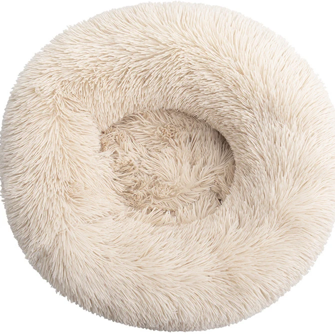 Original Calming Donut Cat and Dog Bed in Shag Fur, Multiple Sizes and Bundle