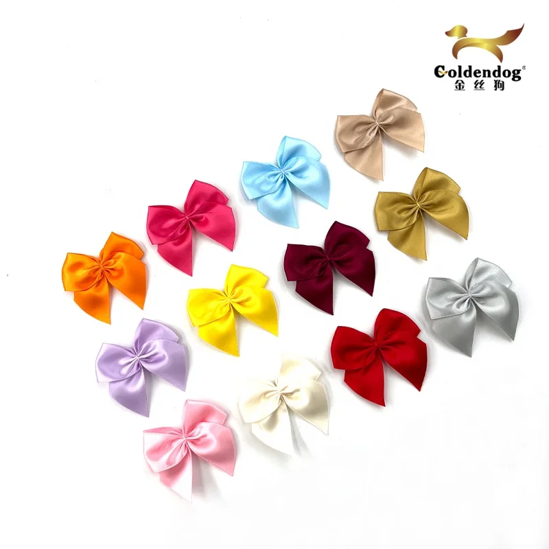 Cheap factory wholesale colors handmade pre made mini satin ribbon bow for decoration