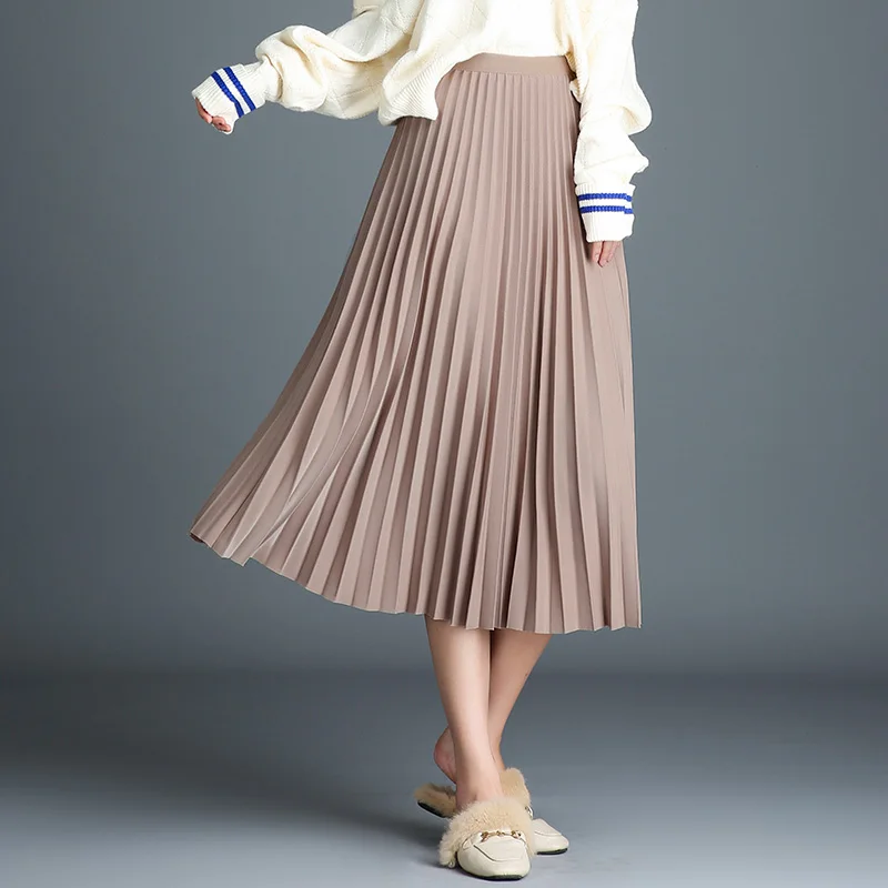 
New Design High Waisted Fashion Long Chiffon Pleated Women Skirt 