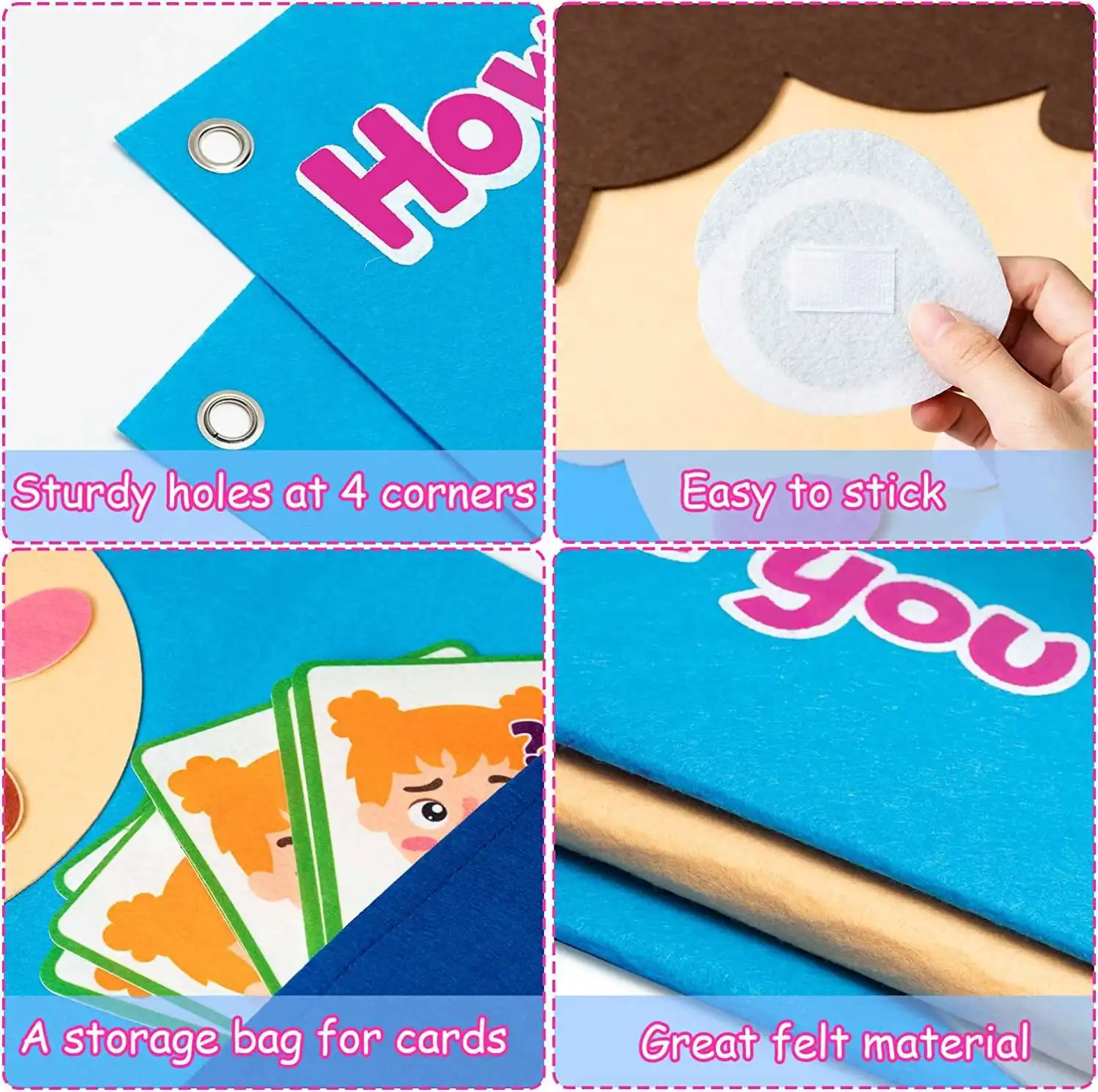 88Pcs Social Emotional Felt Board Story Set Emotion Felt Flash Cards Facial Expressions Patterns air Educational Teaching