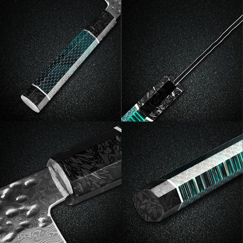 Elegant G10 Handle 9.5 inch Kitchen Sushi Knife Hammered Forged Slicing knife Japanese Damascus Steel Chef Knives