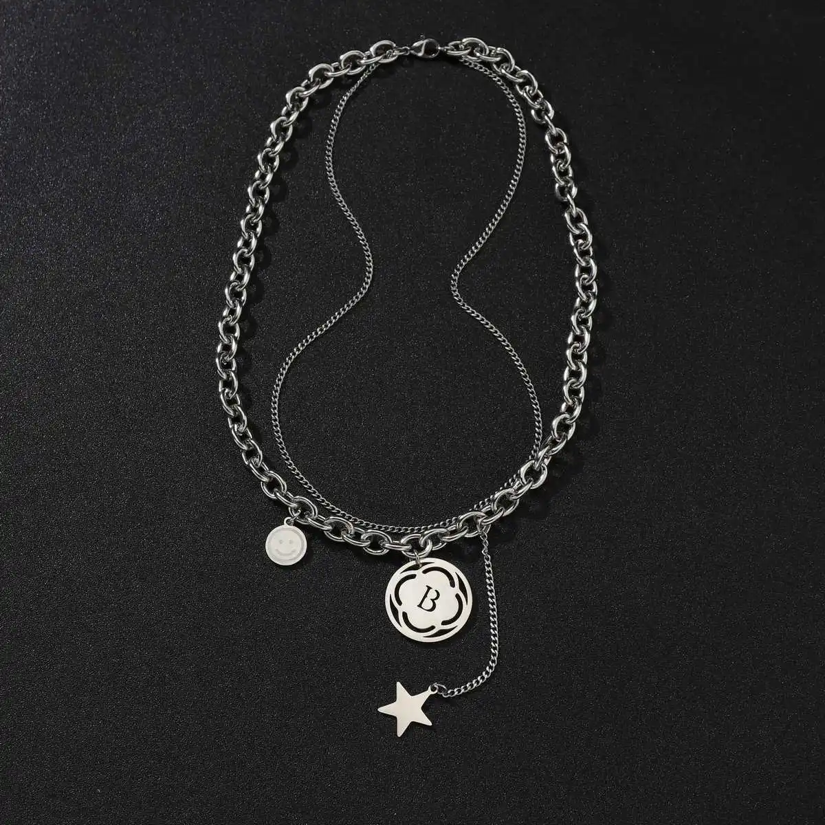 Luxury Titanium Steel Necklace Female Ins Hip-hop Spice Chain Overlaid Sweater Chain