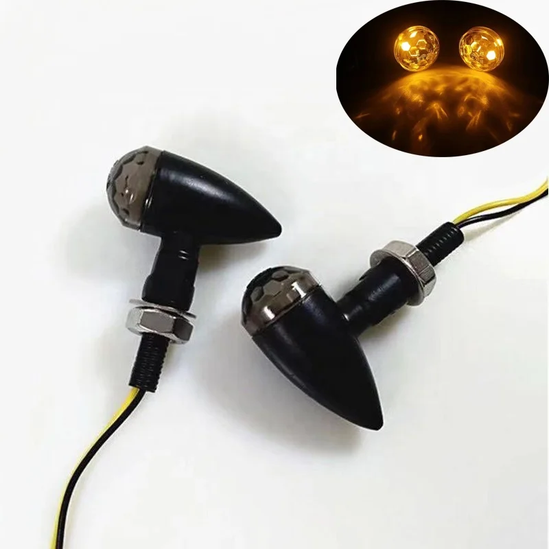 Black Metal Spherical Lens Mini Bullet Motorcycle Turn Signal Indicator Light For Harley Chopper Bobber Street Bike