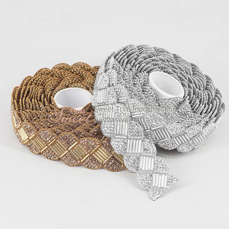 Wholesale Iron on  Glass Stone Rhinestone Crystal Sheet Decor Hotfix Flat Back Beaded Acrylic Trim for Sandal Handbags