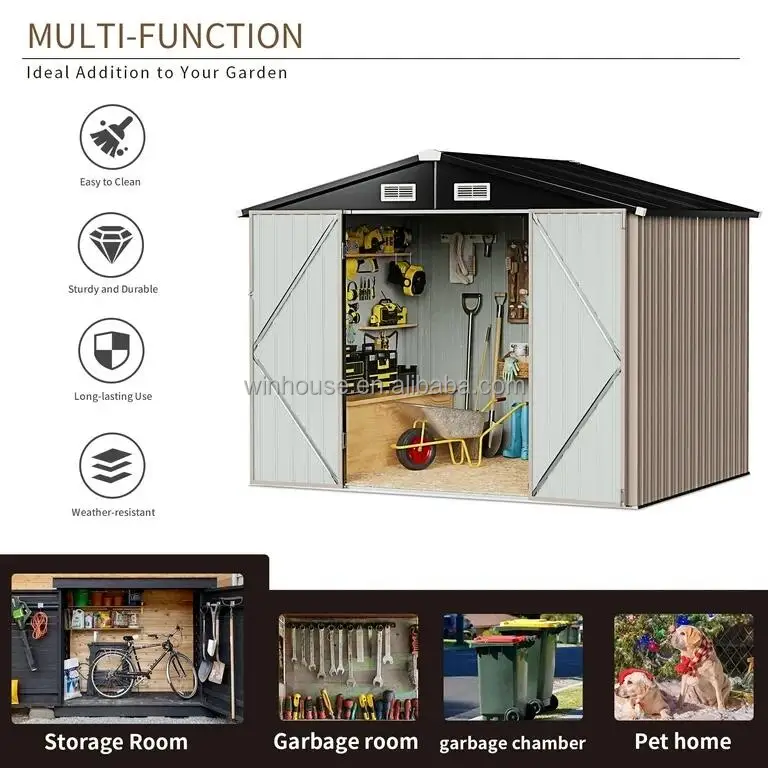 Quick Build Big Plastic Shed 8x12 for Garden With CE Reach BSCI Certificate