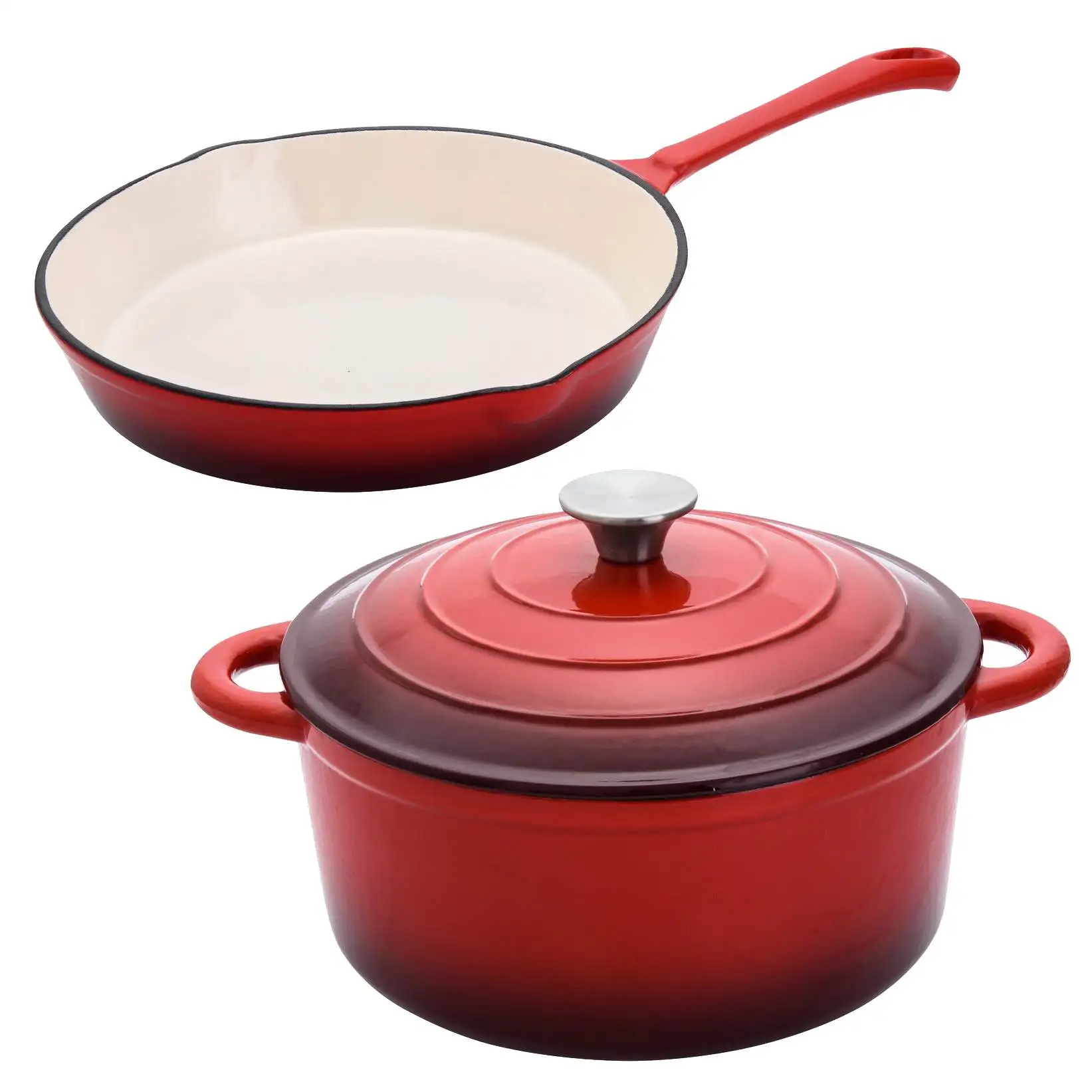 
Wholesale 5.5 Quart Red Enameled Cast Iron Covered Round Dutch Oven Pot 10