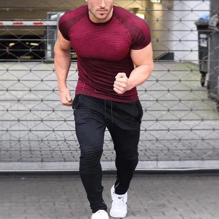 Wholesale custom sport fitness wear short sleeve seamless bodybuilder gym t shirt for men