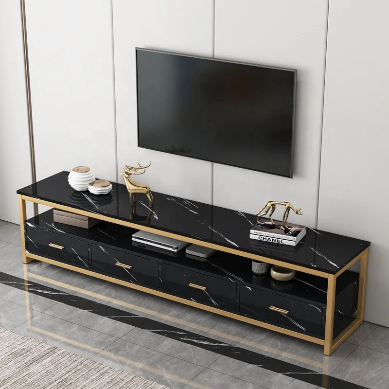 Marble telescopic coffee table with drawer small table living room coffee table TV cabinet combination