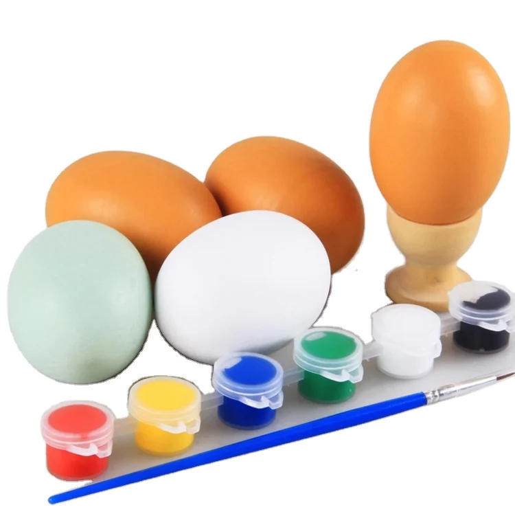 Colors DIY painting graffiti kids toy wooden hand painted Simulated egg toy