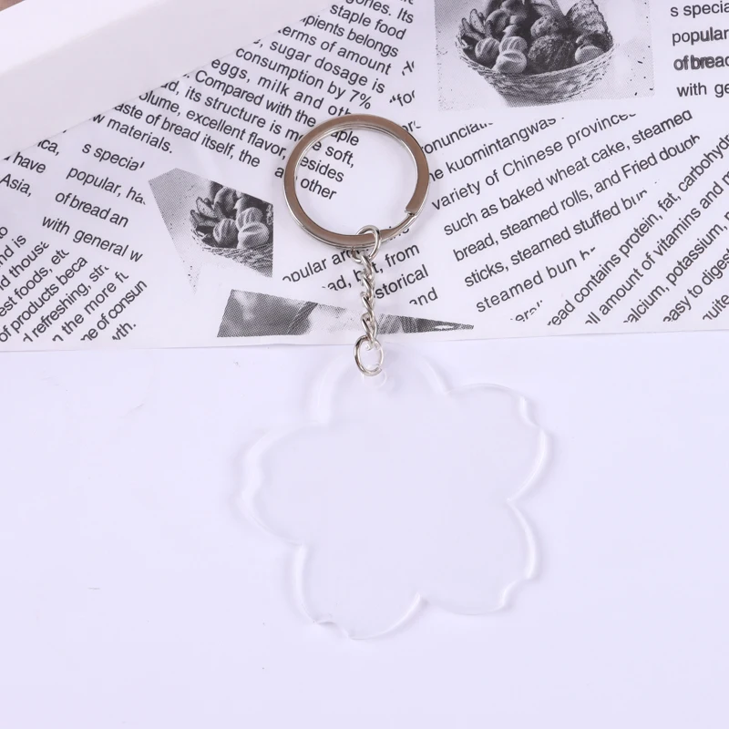 Custom shape heart rectangle square hexagon butterfly acrylic clear  blanks with DIY sticker keychain