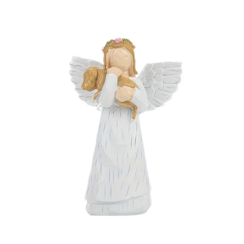 Pretty Resin Little Angel With Dog Figures Christmas Angels Home And Decoration