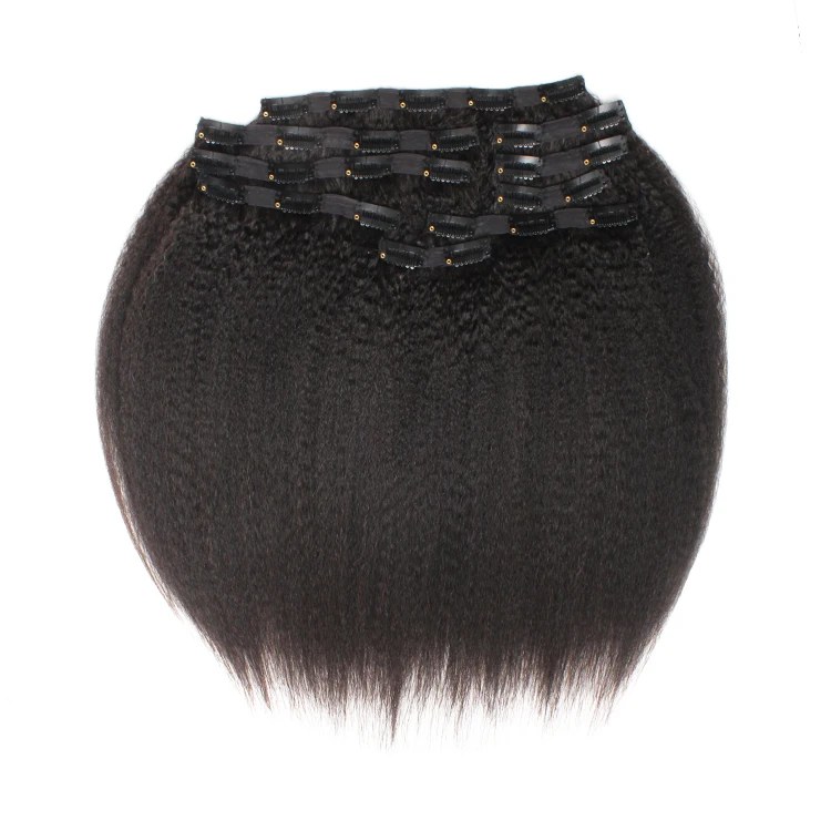 
New Products 2019 Natural Virgin Clip in Hair Extension Kinky Straight Clip ins For Black Women 